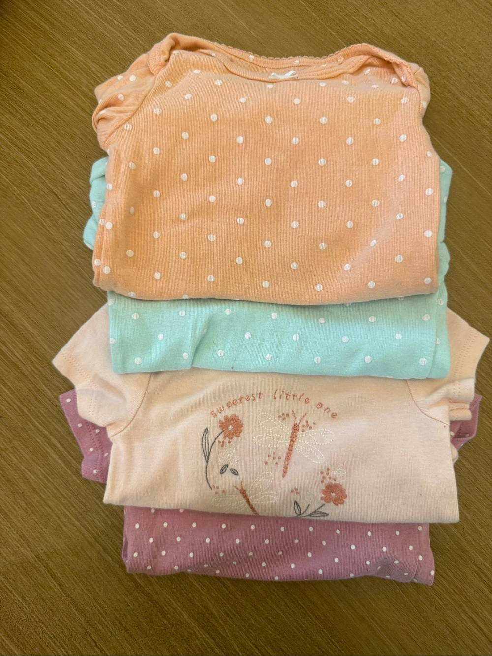 Baby Girl Polka Dot Onesie Stack - Peach, Mint, Blush, Mauve
